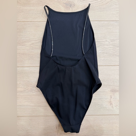 Chanel 23C Black Silver Crystal CC Logo One Piece Swimsuit Runway Bathingsuit 38 - Picture 10 of 16